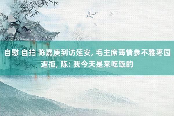 自慰 自拍 陈嘉庚到访延安， 毛主席薄情参不雅枣园遭拒， 陈: 我今天是来吃饭的